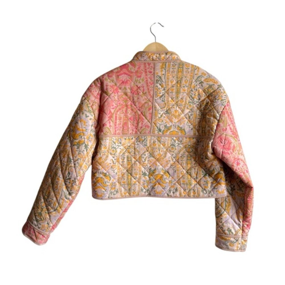 7 For All Mankind Quilted Patchwork Cropped Jacket Size Small - Picture 6 of 12